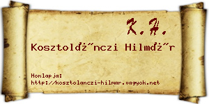 Kosztolánczi Hilmár névjegykártya